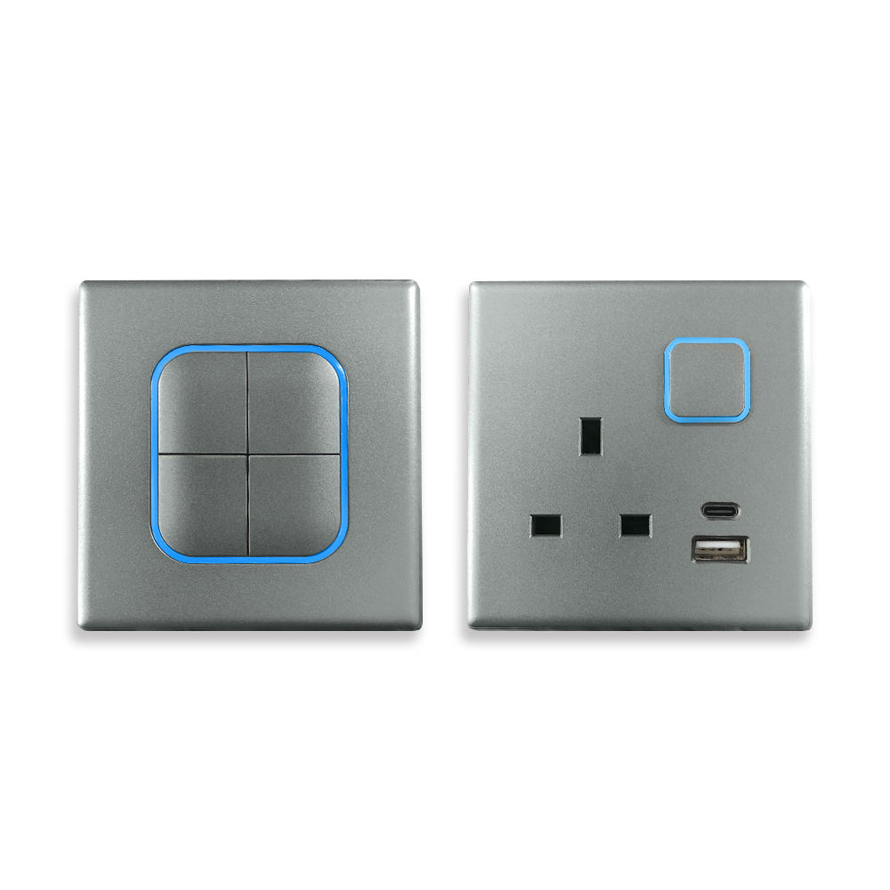 2 USB نوع A C 13a PC 86 لوحة مقبس مفاتيح الطاقة النيون المنزلي التقليدي