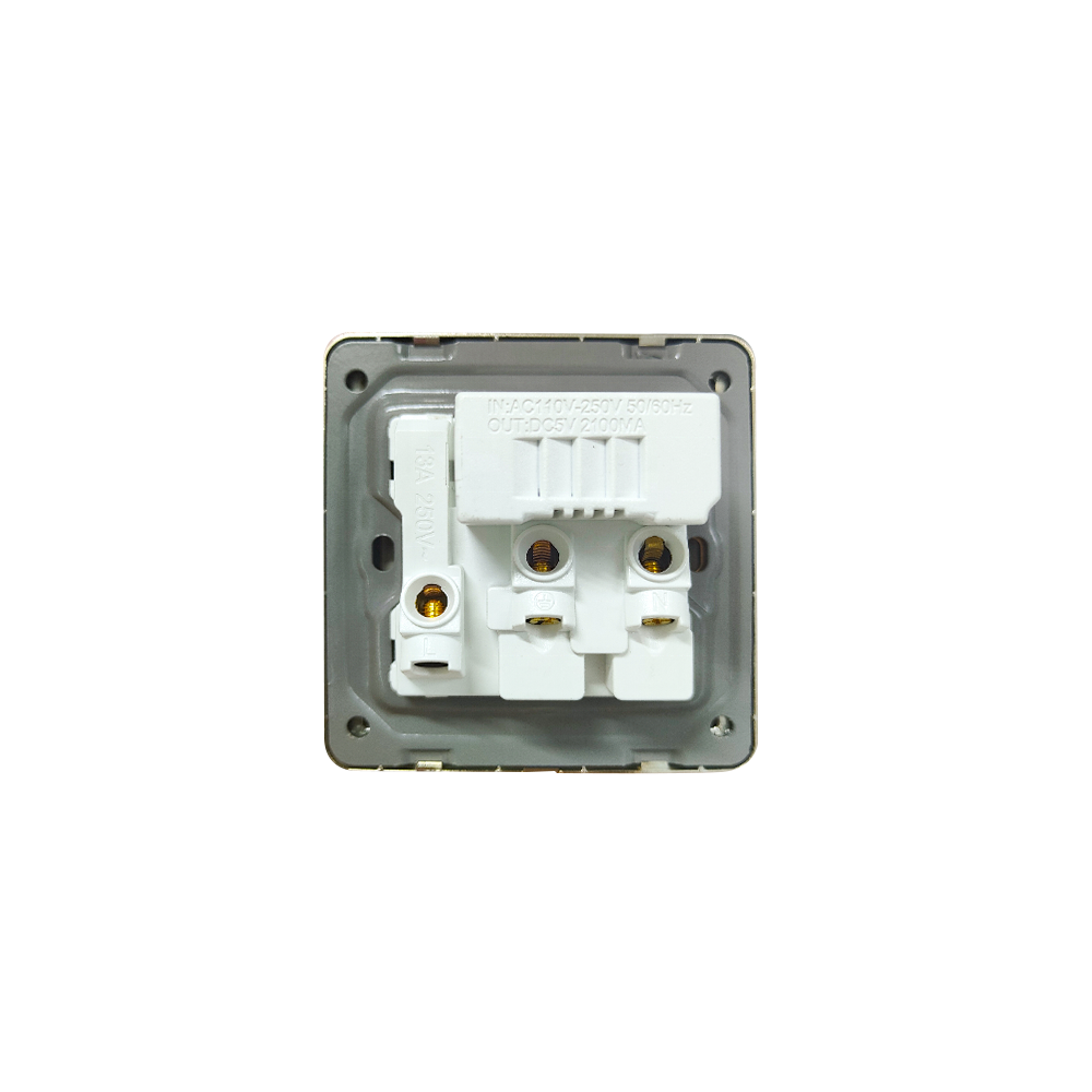 3 دبوس عالمي للكمبيوتر الشخصي لوحة ذهبية مصقولة 2 USB من النوع a c مقبس مفتاح حائط منزلي مع نيون