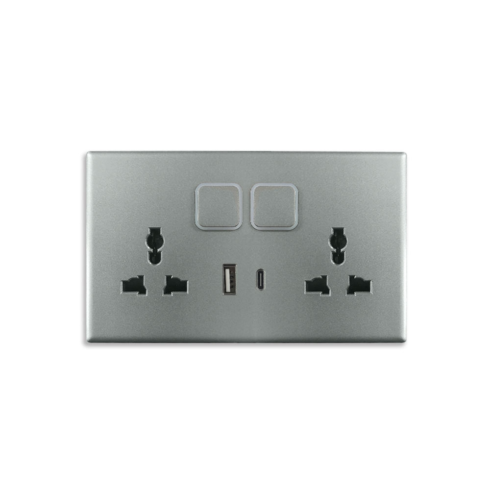 مقبس USB مزدوج مزدوج من النوع a c 6 Pin PC 86 لوحة مقبس مفاتيح طاقة نيون تقليدي على الحائط المنزلي