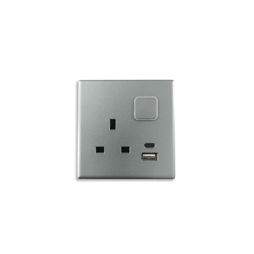 2 USB نوع A C 13a PC 86 لوحة مقبس مفاتيح الطاقة النيون المنزلي التقليدي