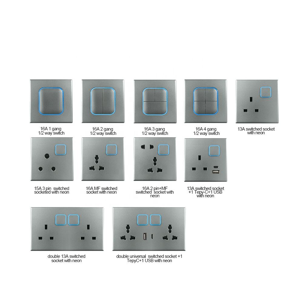 مقبس USB مزدوج مزدوج من النوع a c 6 Pin PC 86 لوحة مقبس مفاتيح طاقة نيون تقليدي على الحائط المنزلي