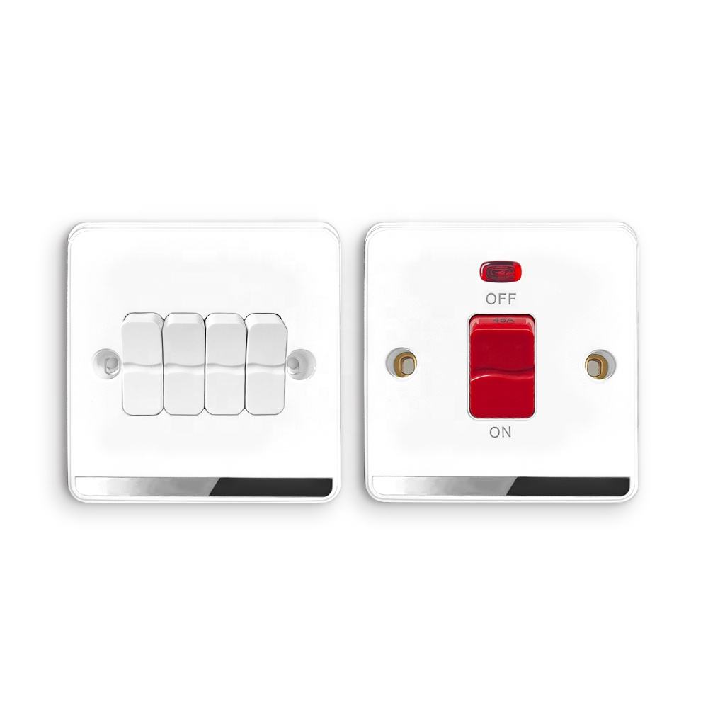 AC UK معيار 1 عصابة لوح بلاستيكي45A 250v درجة عالية زيجبي مفاتيح الحائط الكهربائية الذكية باكليت يعود