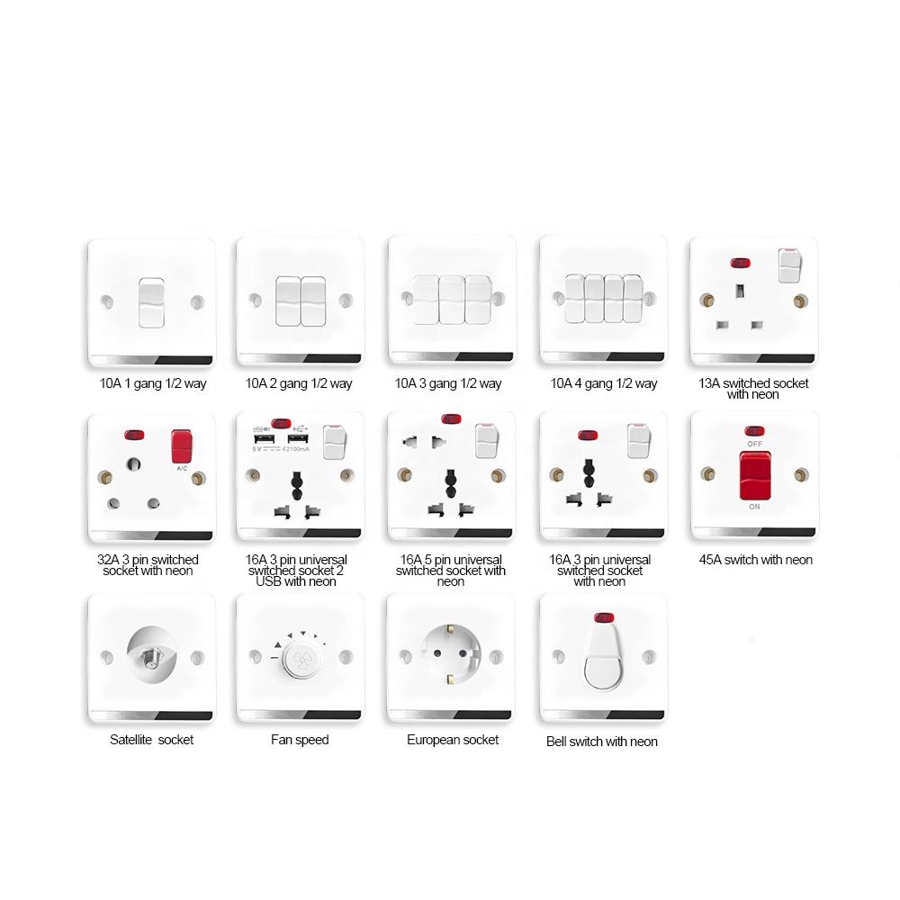 AC UK معيار 1 عصابة لوح بلاستيكي45A 250v درجة عالية زيجبي مفاتيح الحائط الكهربائية الذكية باكليت يعود